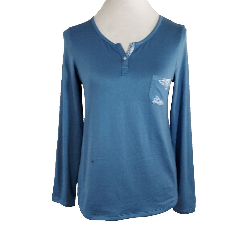 Born Shirt Top Small Super Soft Stretch Long Sleeves Blue Womens Casual